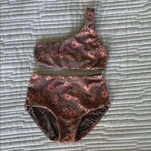 Acacia Swimwear Kids Floral Bikini - Pink and Brown